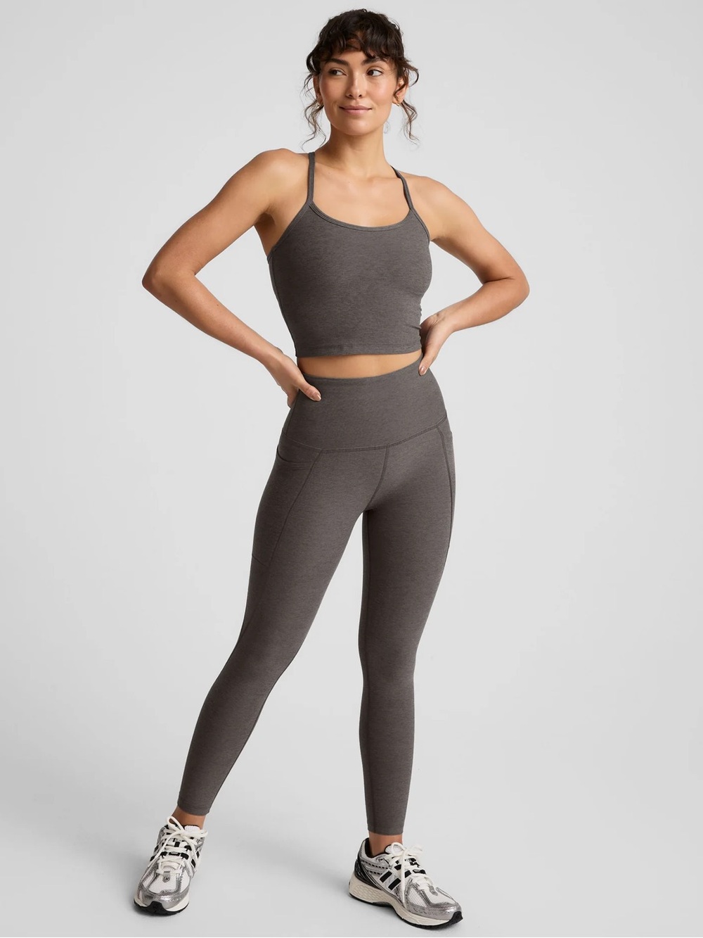 Beyond Yoga Spacedye Caught In The Midi High Waisted Legging - True Gray Heather